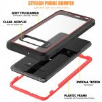 Wholesale Galaxy S10 Clear Dual Defense Case (Red)